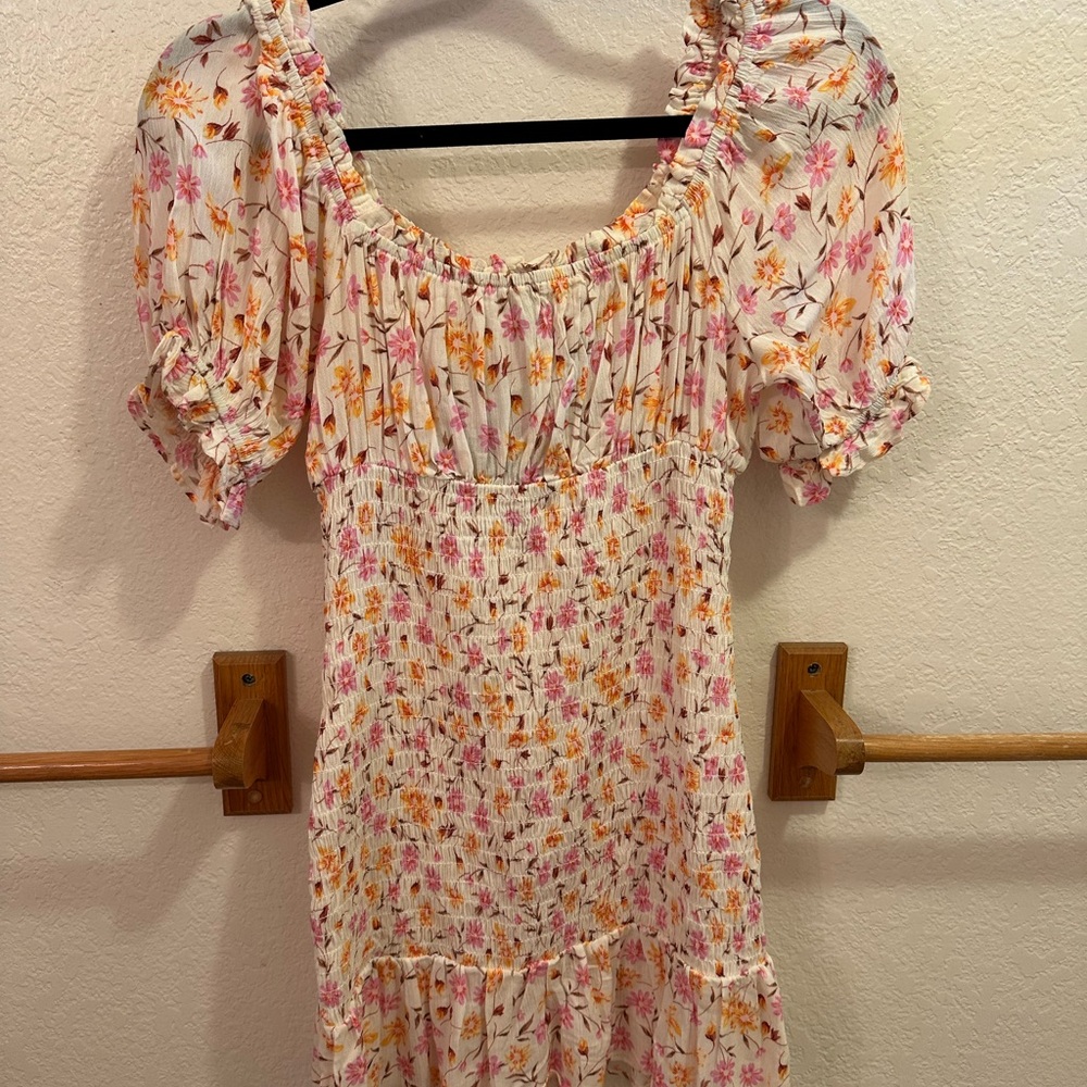 NWT Floral Smocked Dress with Puff Sleeves